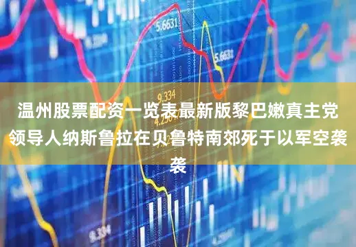 温州股票配资一览表最新版黎巴嫩真主党领导人纳斯鲁拉在贝鲁特南郊死于以军空袭